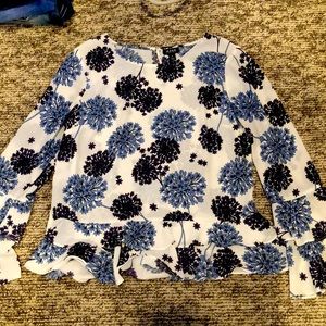 White and Blue Floral Dress Shirt